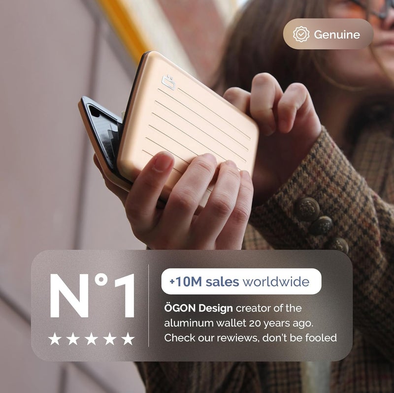 ÖGON -DESIGNS- Aluminum wallet, Large capacity with metal lock, RFID Protection against fraud and demagnetization, Smart Case OSLO Large model - Image 5